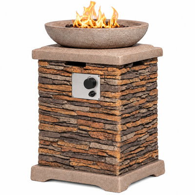 Propane Fire Pits for outside 40,000 BTU Gas Fire Pit Table 20-Inch Patio Square Smokeless Concrete Fire Table Lava Rocks and Rain Cover for Garden,Deck,Pool,Backyard, CSA Certified