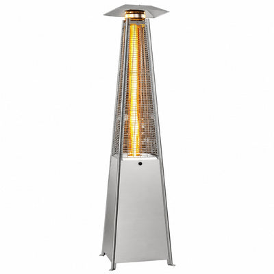48,000 BTU Stainless Steel Pyramid Patio Flame Propane Gas Patio Heater with Wheels