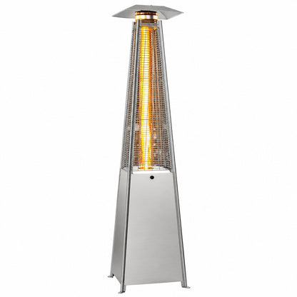 48,000 BTU Stainless Steel Pyramid Patio Flame Propane Gas Patio Heater with Wheels