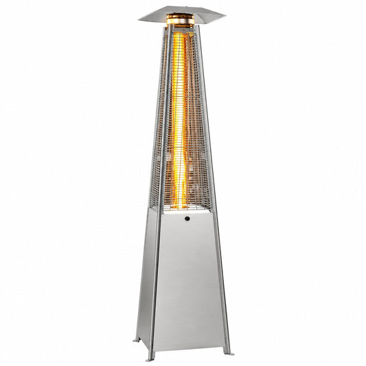 48,000 BTU Stainless Steel Pyramid Patio Flame Propane Gas Patio Heater with Wheels