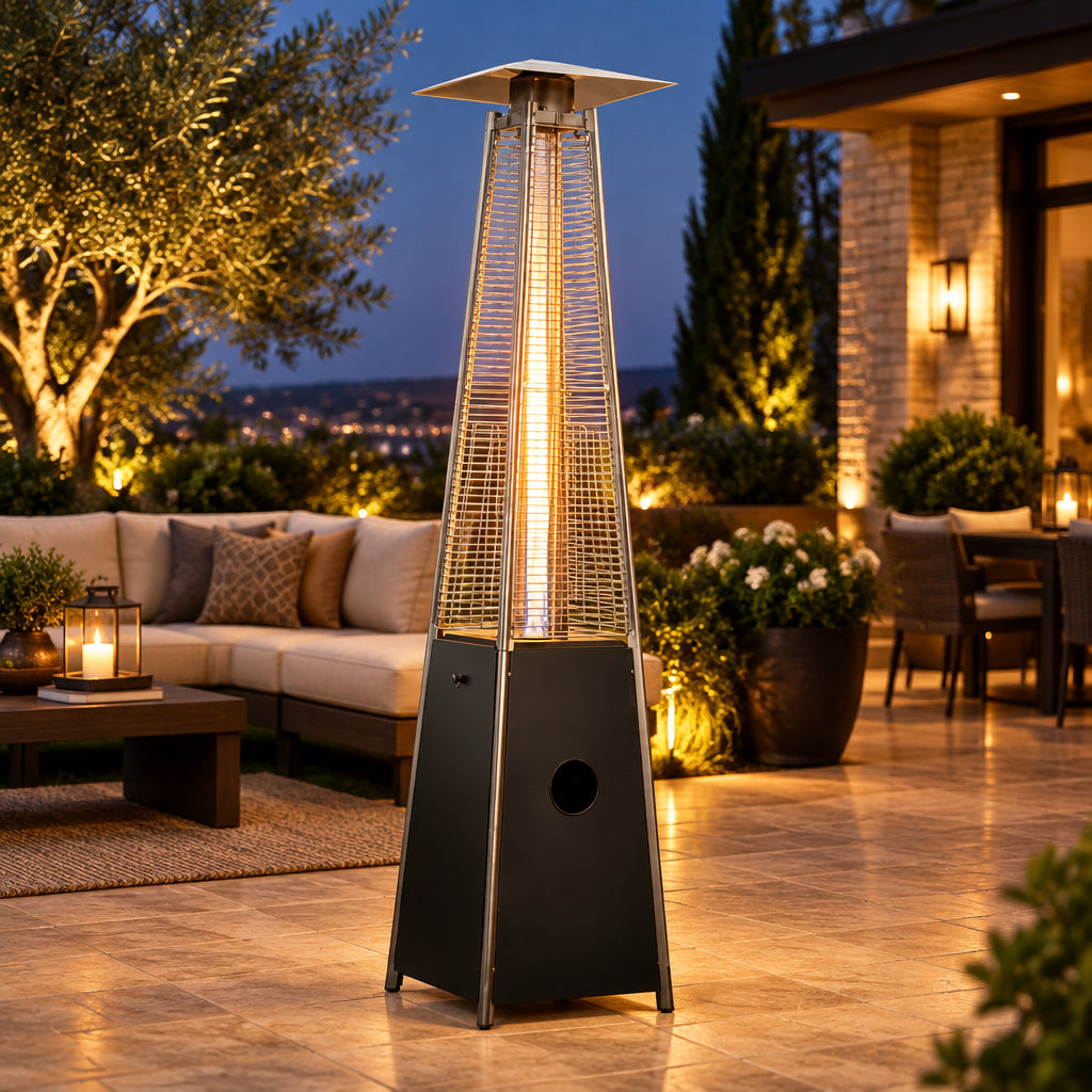 40,000 BTU Quartz Glass Tube Matte Black Propane Patio Heater