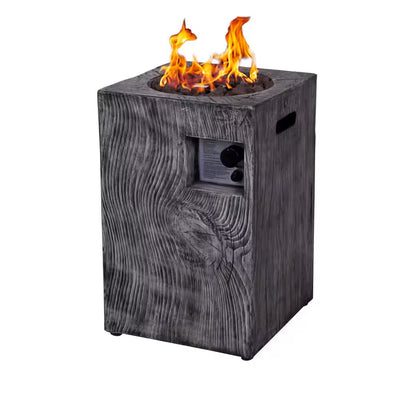 Propane Fire Pit Built for Outdoor Warmth, 30000 BTU Column, Wood-Look Surface, Electronic Ignition